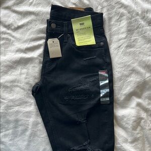 Levi's Black Distressed Slim Jeans NWT
